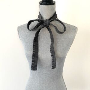 Elegant Black Denim Choker Bow Tie / Belt OS Versatile Boho Chic Preppy Romantic